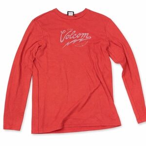 Volcom Red Men’s Long Sleeve Waffle Knit Tee Shirt Size M